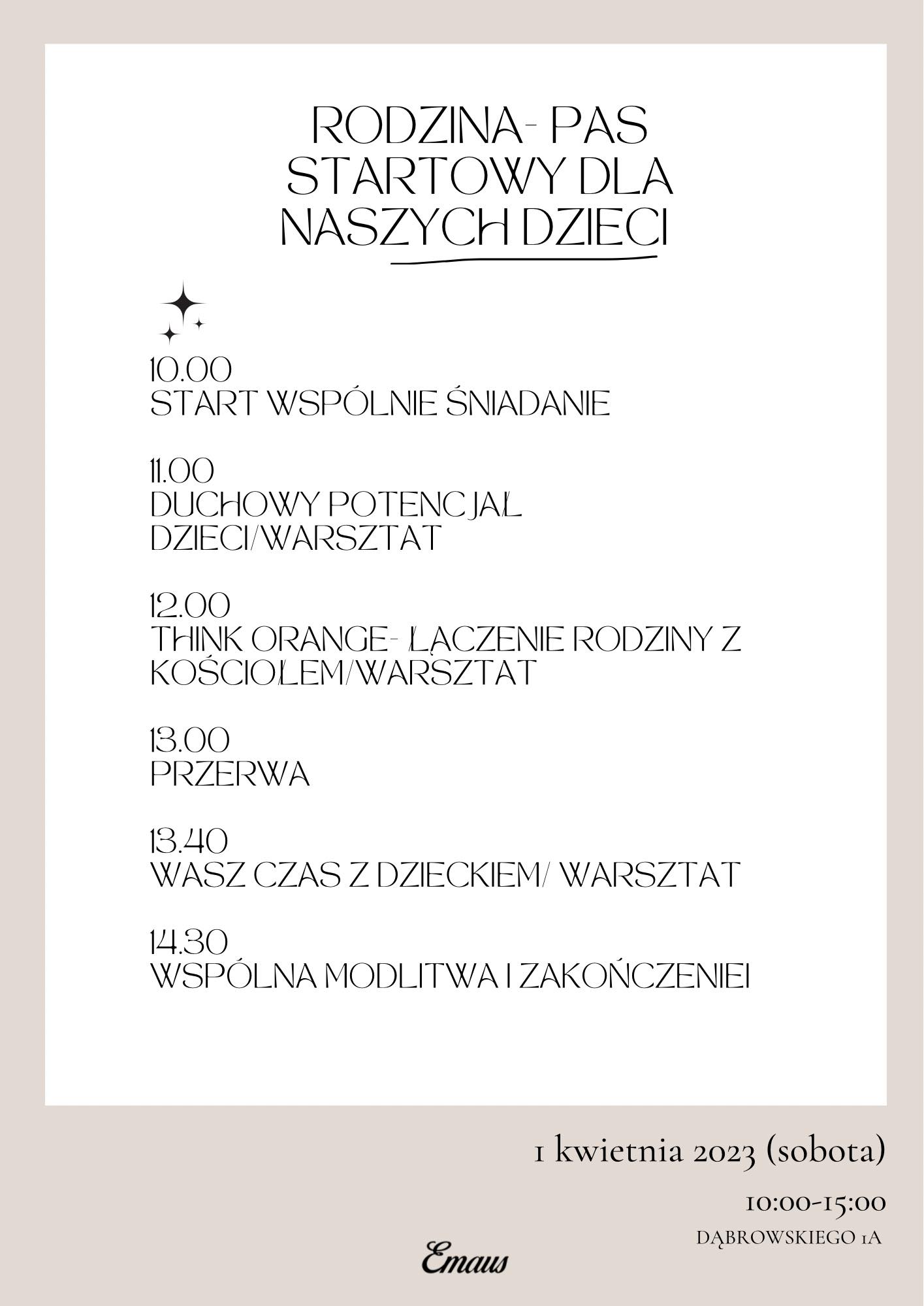 Rodzina- pas startowy dla naszych dzieci - plan konferencji