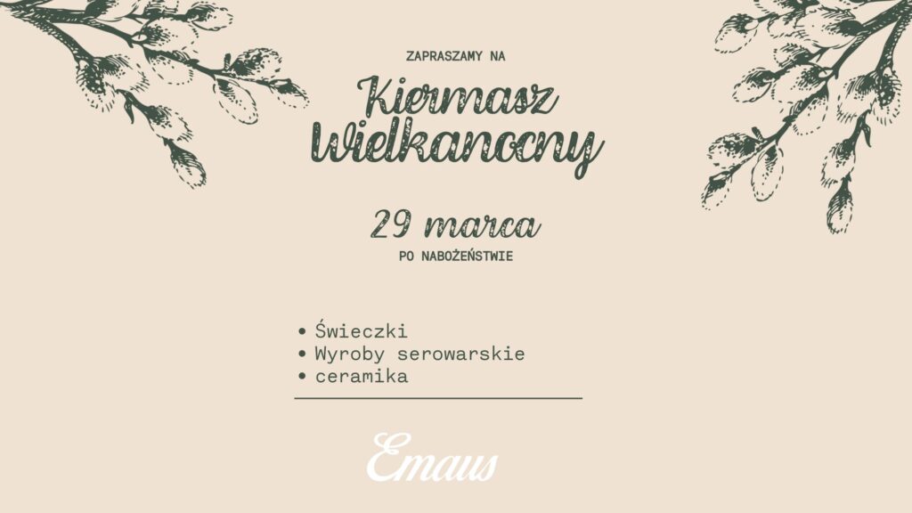 Kiermasz Wielkanocny – 29 marca 2026 - Zielony Rustykalny Jarmark Wielkanocny Plakat